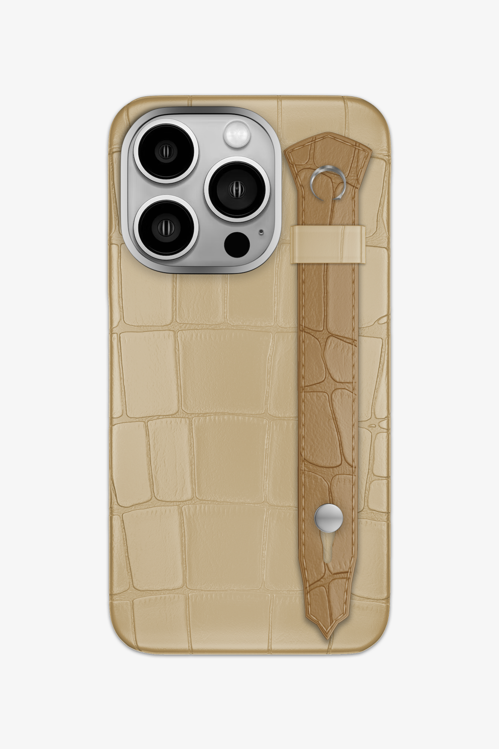 Alligator Strap Case for iPhone 15 Pro - Vanilla / Latte - zollofrance