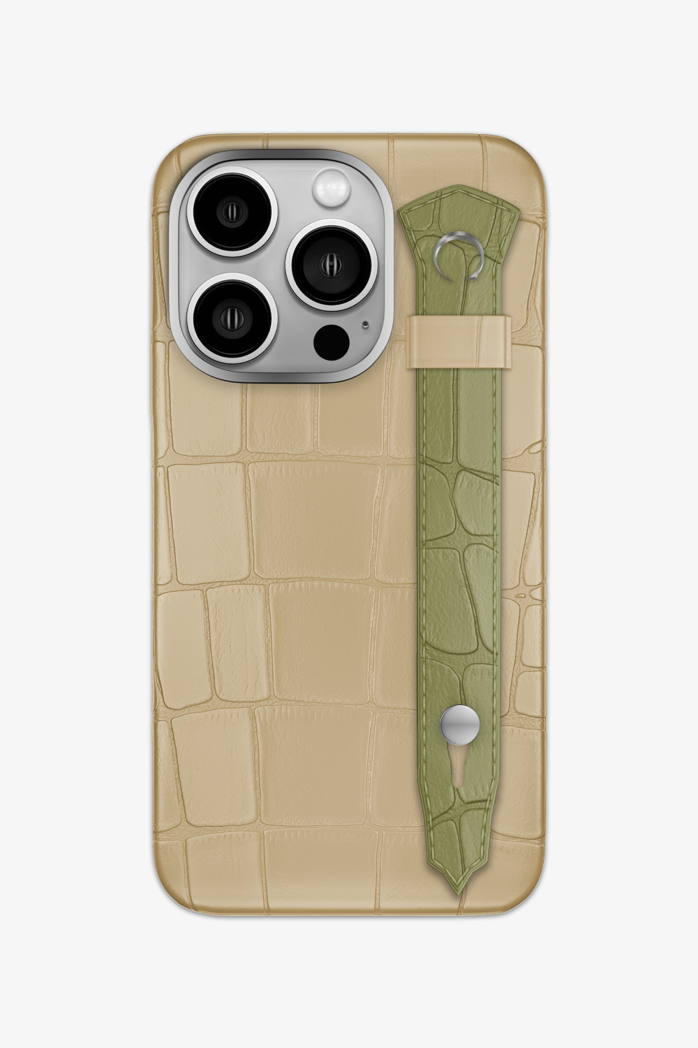 Alligator Strap Case for iPhone 15 Pro - Vanilla / Khaki - zollofrance