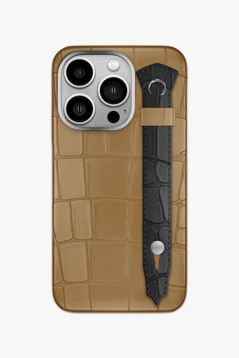 Alligator Strap Case for iPhone 14 Pro - Latte / Black - zollofrance