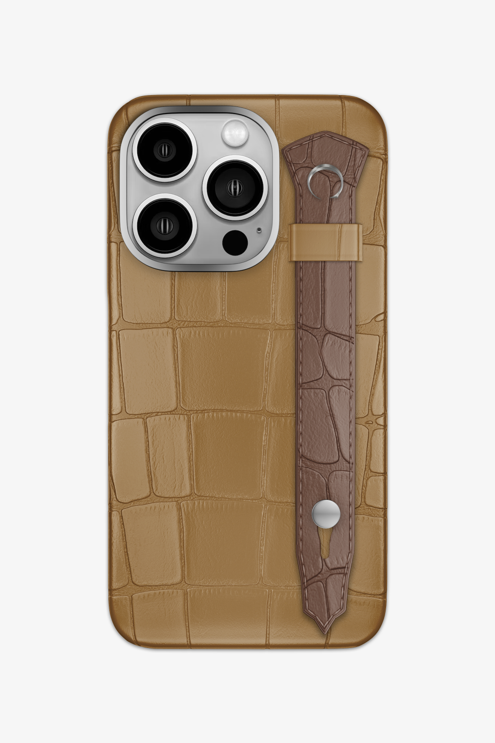 Alligator Strap Case for iPhone 15 Pro - Latte / Cocoa - zollofrance