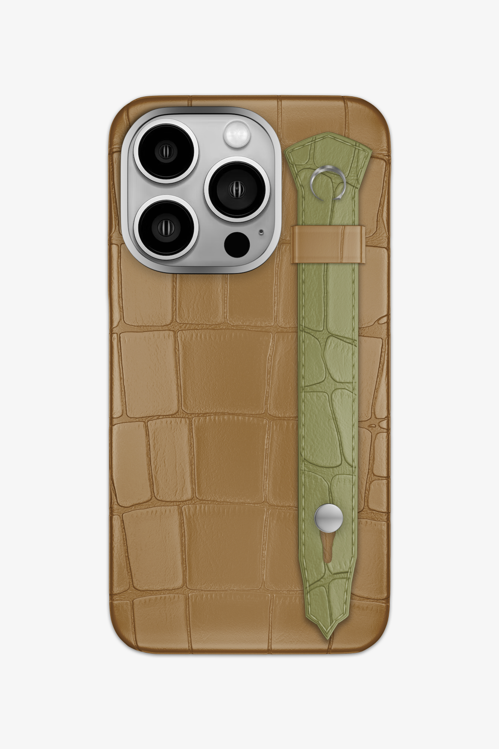 Alligator Strap Case for iPhone 15 Pro - Latte / Khaki - zollofrance