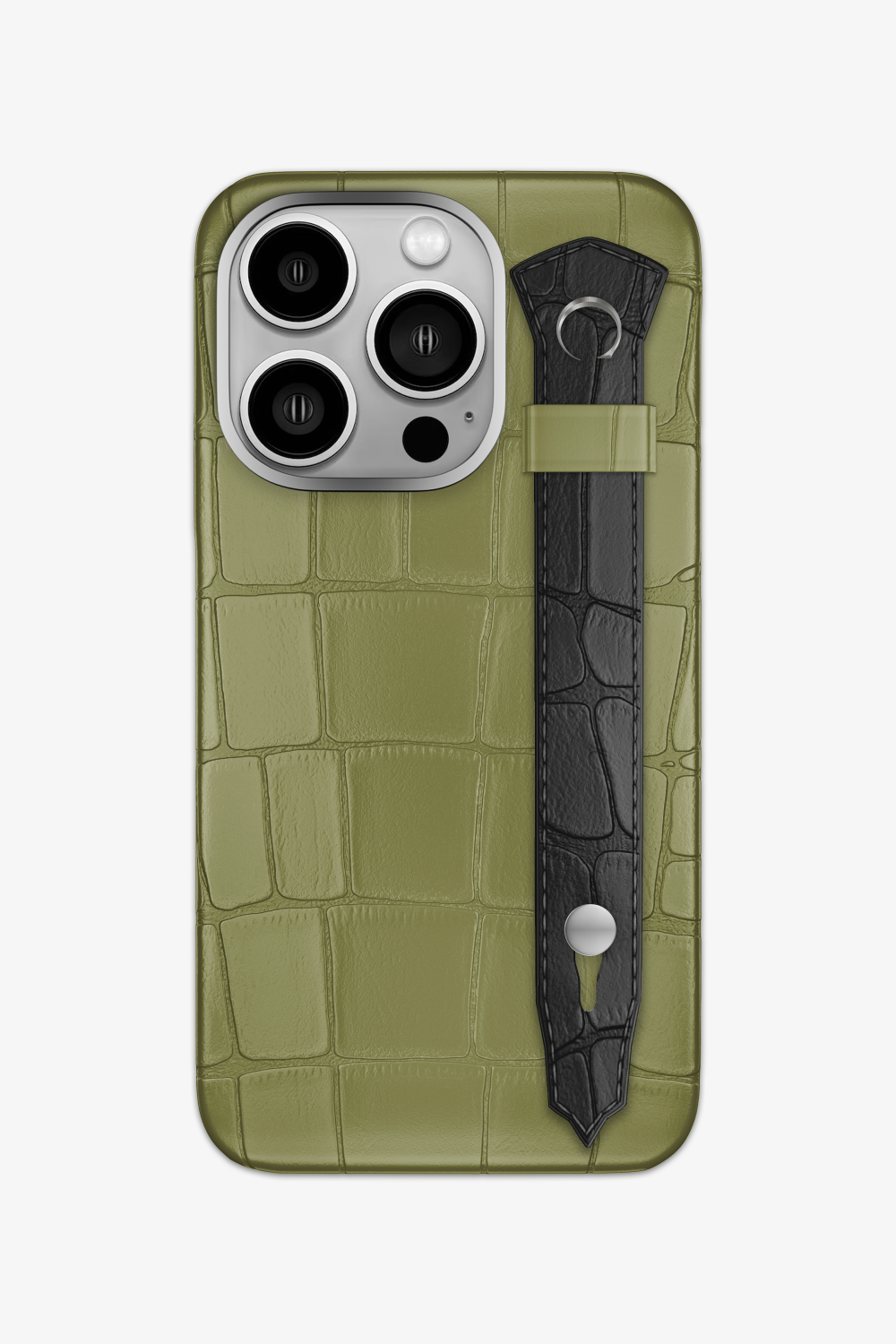 Alligator Strap Case for iPhone 15 Pro - Khaki / Black - zollofrance