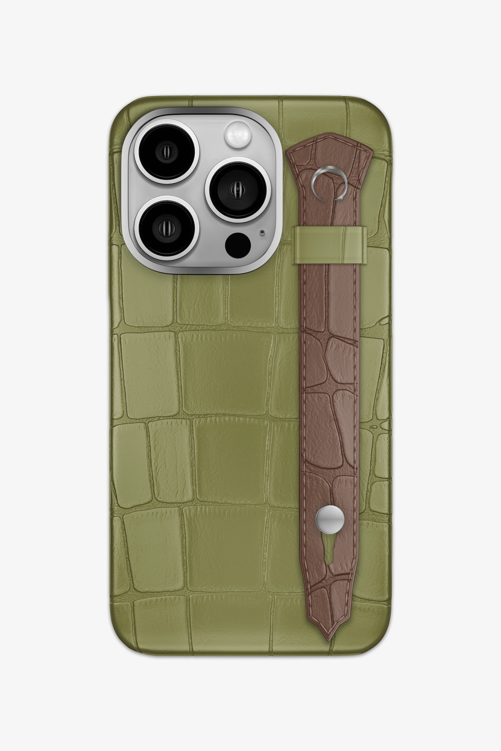 Alligator Strap Case for iPhone 15 Pro - Khaki / Cocoa - zollofrance