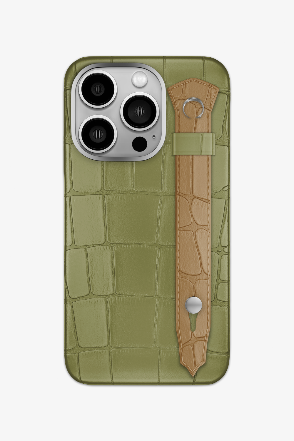 Alligator Strap Case for iPhone 15 Pro - Khaki / Latte - zollofrance